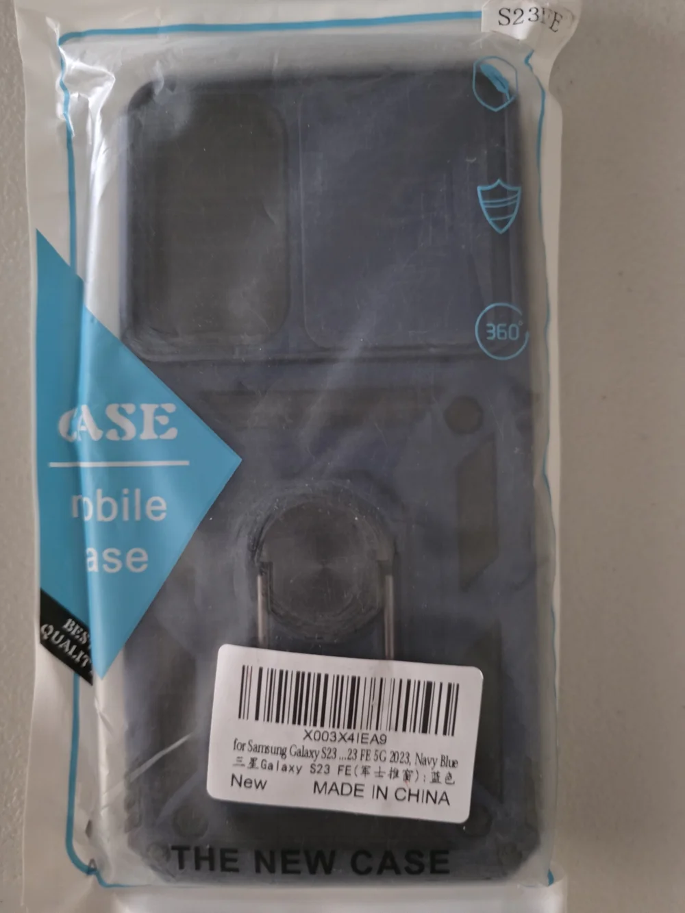 Samsung S23 FE Blue Rugged Phone Case with Kickstand and Camera Cover